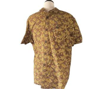 RVCA Brown and Yellow Floral Button Down Shirt